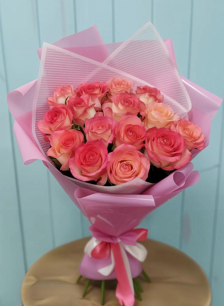 Букет 15 Розовых роз Равель в Дубне Чеховского района