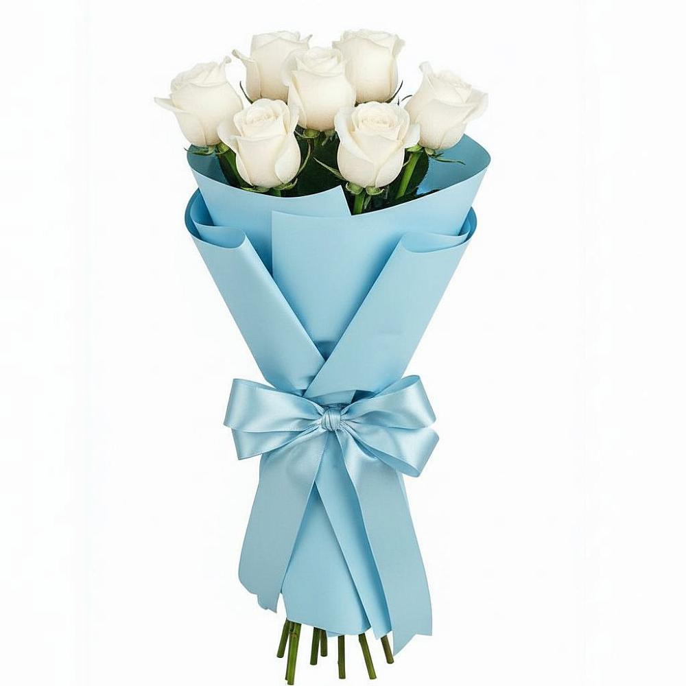 Букет 7 белых роз Проуд в Дубне Чеховского района