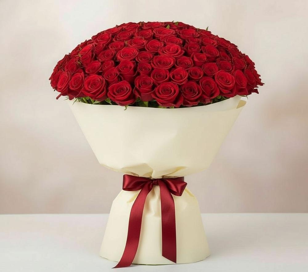 Букет 101 Красная роза Милано в Дубне Чеховского района
