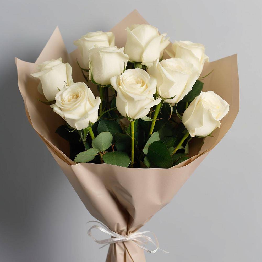 Букет 9 Белых роз Эдлесс Лав в Дубне Чеховского района