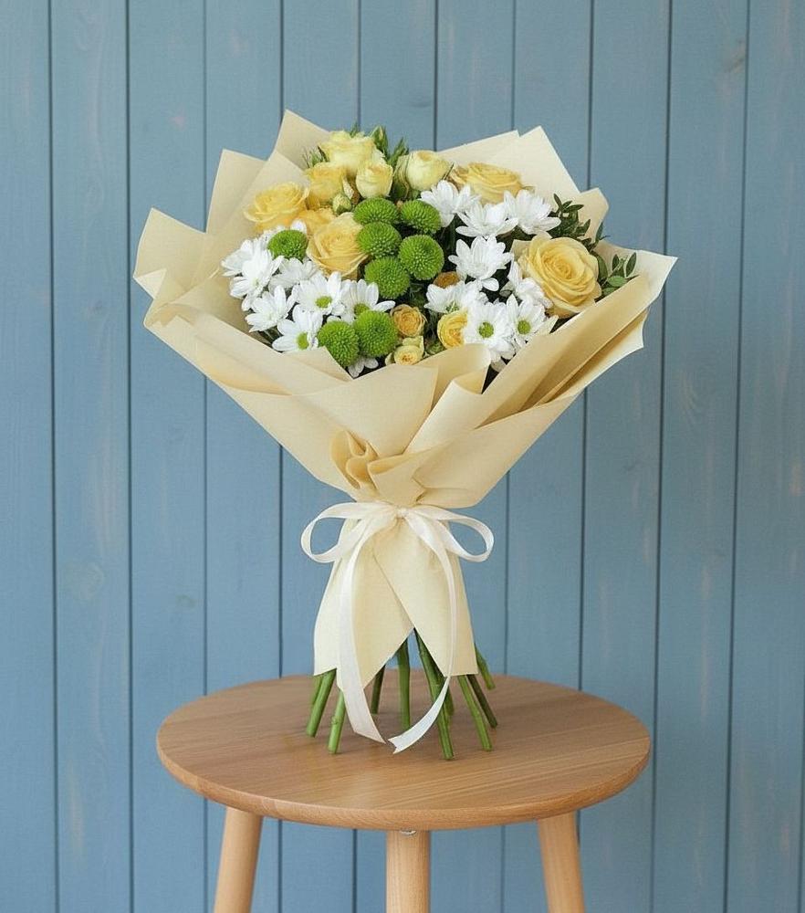 Букет цветов из: Хризантемы и Розы в Дубне Чеховского района