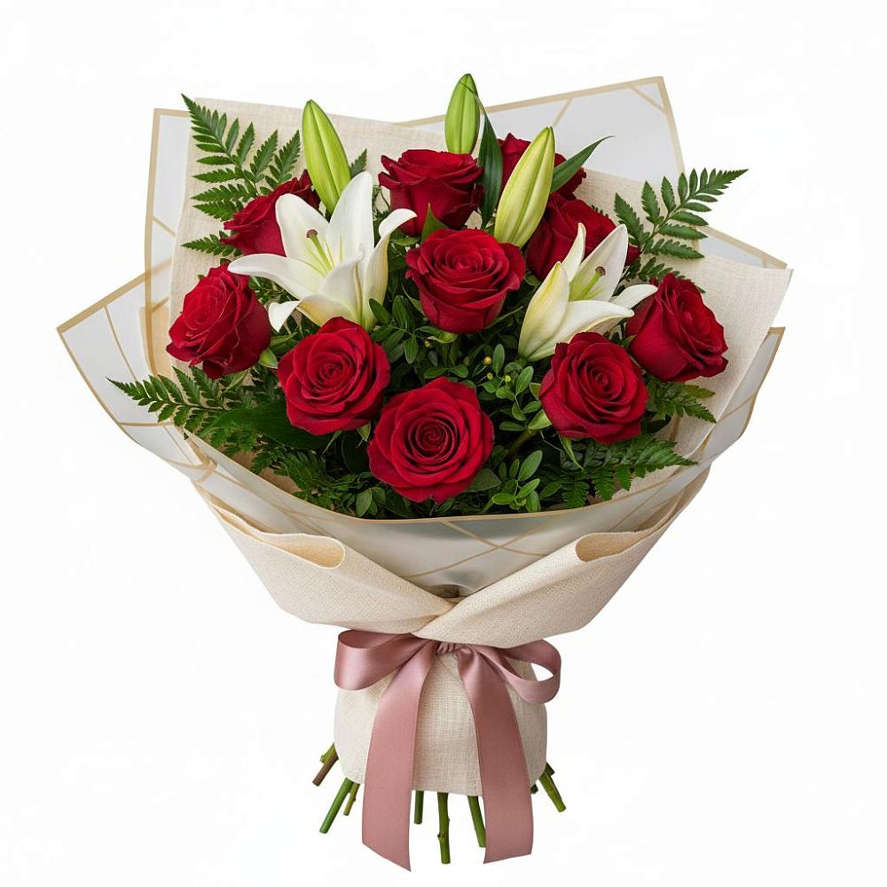 Букет цветов из: Лилии и Розы в Дубне Чеховского района