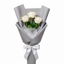 Букет 3 белые розы в Дубне Чеховского района
