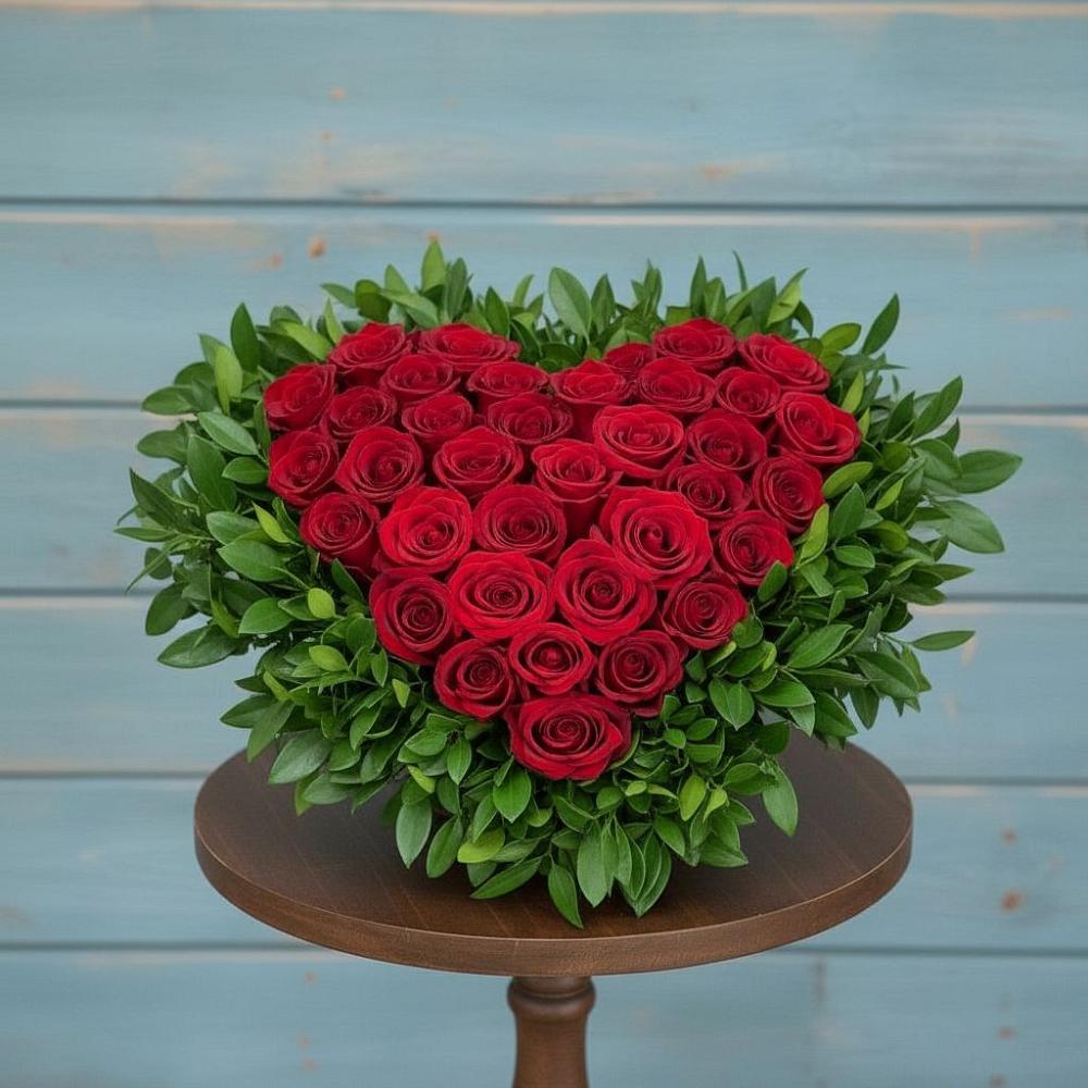 Цветочная композиция из Розы в виде сердца в Дубне Чеховского района