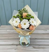 Букет цветов из:  Герберы, Розы и Хризантемы в Дубне Чеховского района