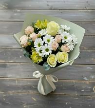 Букет цветов из:  Альстромерии, Розы и Хризантемы в Дубне Чеховского района
